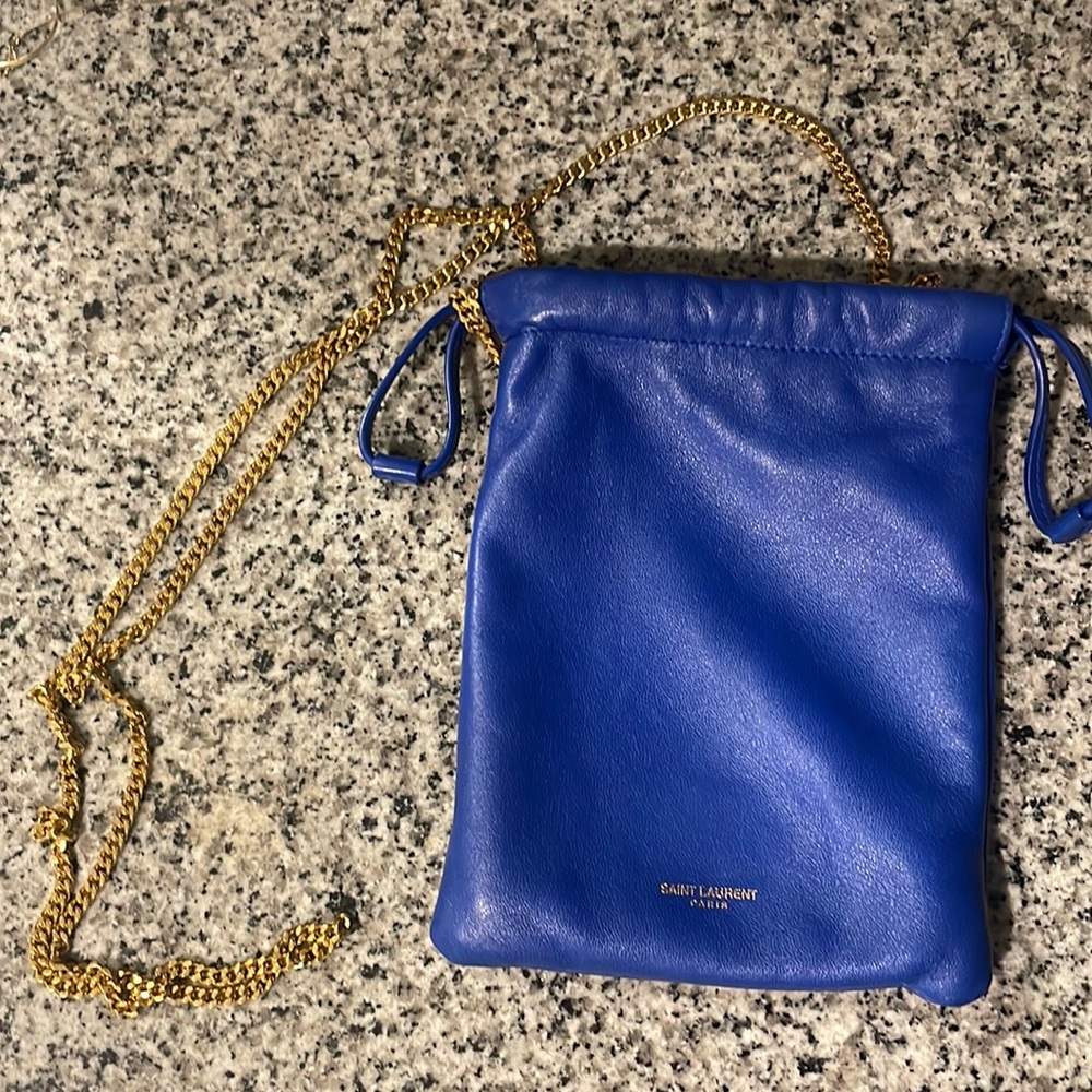 Saint Laurent Paris Lambskin Drawstring  Pouch
